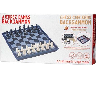 3 Juegos En 1 Ajedrez Damas y Backgammon Magnéticas